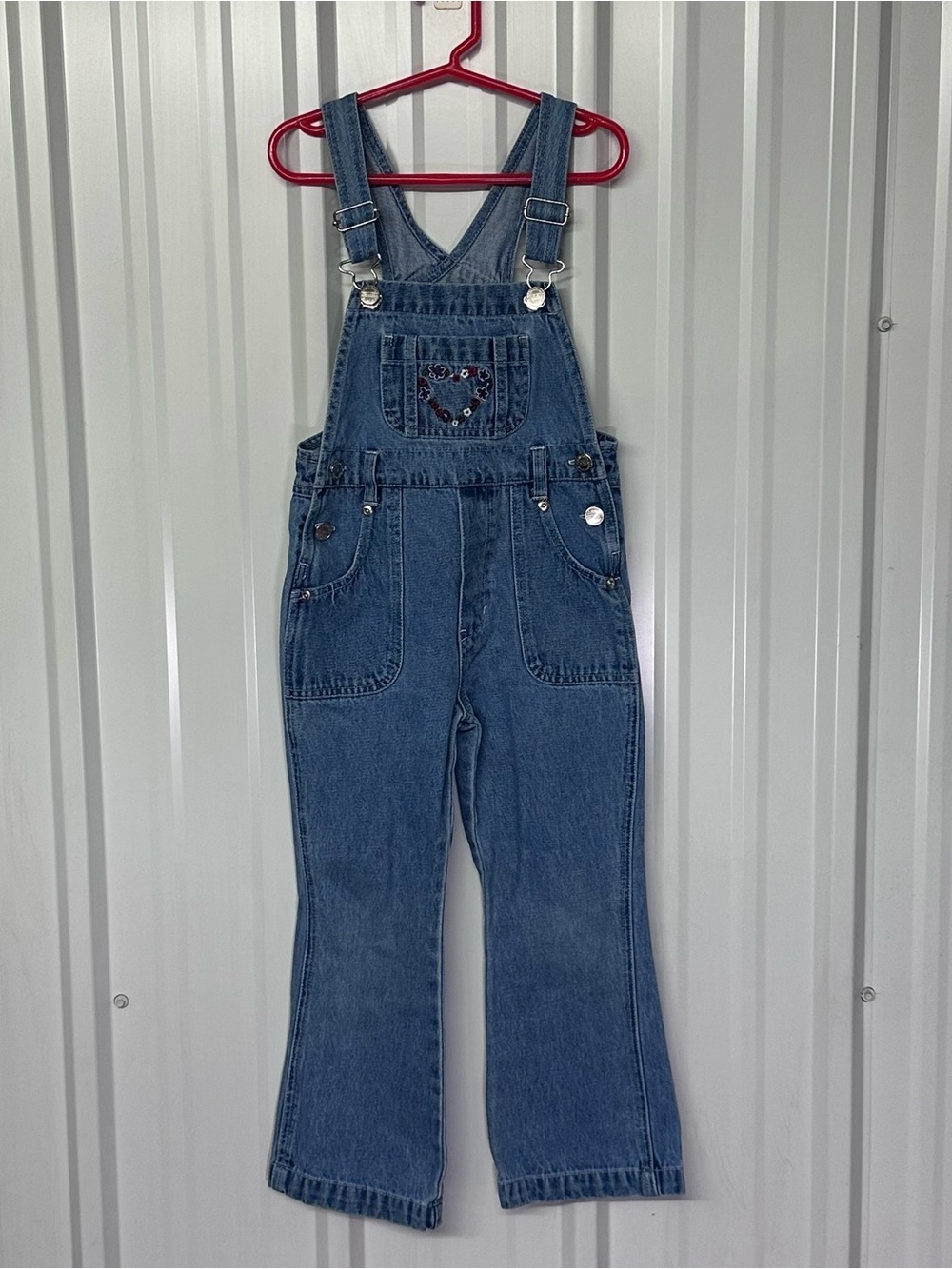 Vintage Arizona Floral Embroidered Denim Bib Overalls Girls Cottagecore Prairie